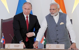 Prime Minister Narendra Modi and Russian President Vladimir Putin (Left)